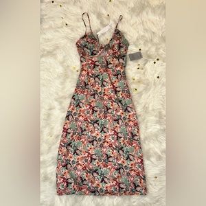 NSR Napean Sea Rd Floral Keyhole Midi Dress NWT